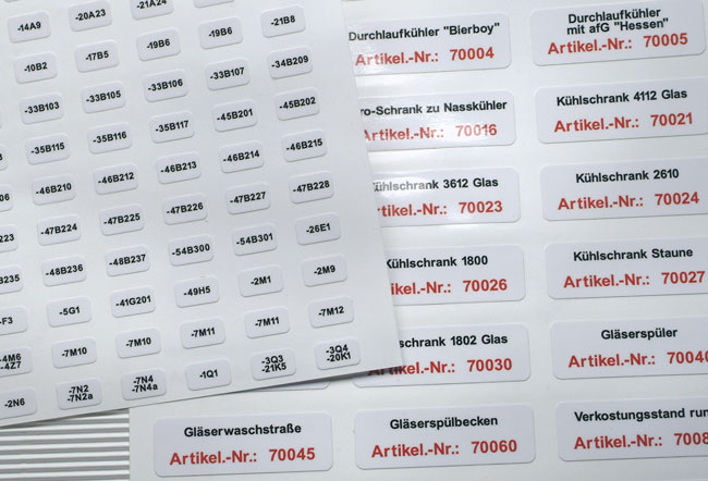 individuell nummerierte Aufkleber