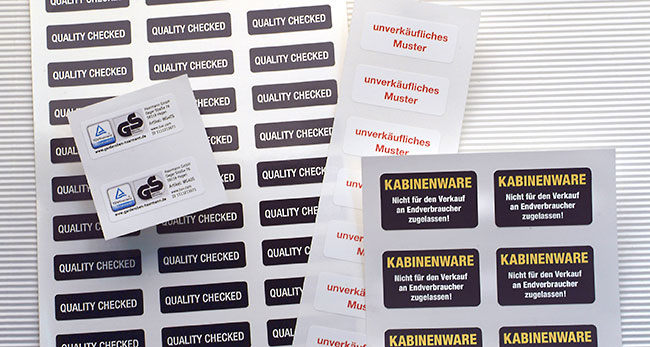 Aufkleber , manipulationsgeschützt, auch selber beschriftbar